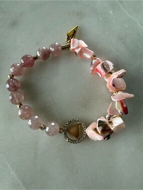 Erimish Pink Shell & Natural Stone Bracelet New